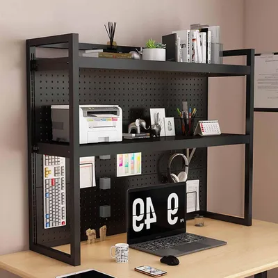 Immagine prodotto di Scaffale da scrivania con 2 ripiani, 130 cm, colore nero