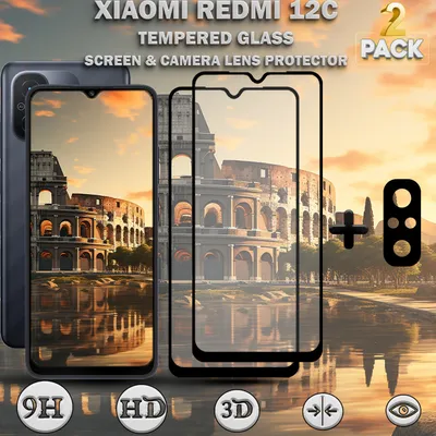 Zdjęcie produktu dla 2-pak XIAOMI REDMI 12C - osłona ekranu i obiektywu wykonana ze szkła hartowanego 9H