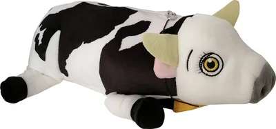 Produktbild von La Granja De Zenon Kuh Lola Plüschtier Kuscheltier verwandelbar in Nackenkissen Autofahrt Kuscheln Schwarz Weiß Bauernhof Muh Hörner gefleckt für Kinder