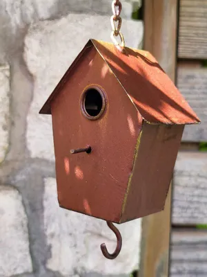 Produktbild von Deko-Vogelhaus zum Hängen, hoch, Rostoptik, klein