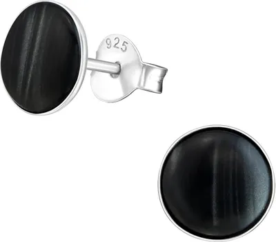 Produktbild von Ohrringe Ohrstecker 925 Sterling Silber Muschel/Türkis-Imitat in verschiedenen Farben Farbe - Schwarz