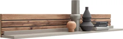 Produktbild von Wandregal 150 cm in grau mit Rückwand in Eiche LIEZEN-05