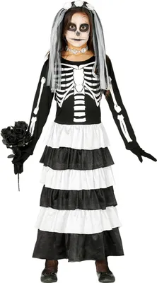 Produktbild von Skelett-Braut-Kostüm für Mädchen Halloween-Kinderkostüm