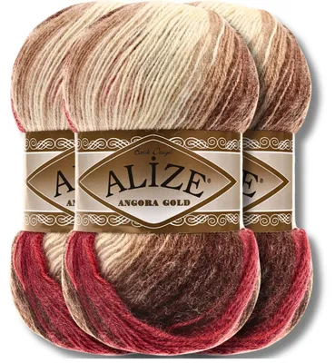 Image de Alize 3x 100g Angora Gold Batik, fil à effets de couleurs dégradées, idéal pour le crochet et le tricot (référence : 4574)