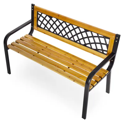 Obrázok produktu pre MultiGarden WYI-XG2090 Drevená záhradná lavica s prúžkovaným operadlom 118 x 52 cm