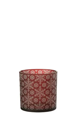 Produktbild von J-Line J-Line Windlicht Schnee - Glas - Rot - Large