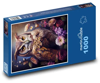 Zdjęcie produktu dla Puzzle 1000 Sowa wśród kwiatów - martinpuzzle