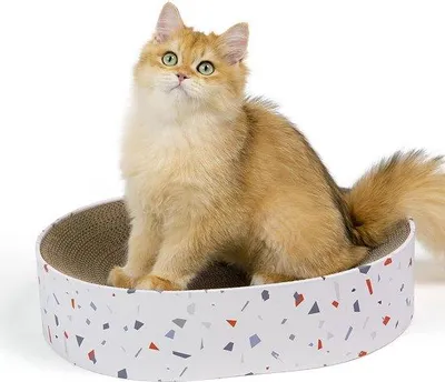 Image de Griffoirs pour chats, lit et coin détente ovale 2 en 1, 43 x 33 x 10 cm, pour lit de chat, meuble griffoir pour le salon