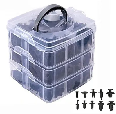 Immagine prodotto di Set di fissaggio per automobili, contiene diverse clip, plastica resistente, 620 pezzi