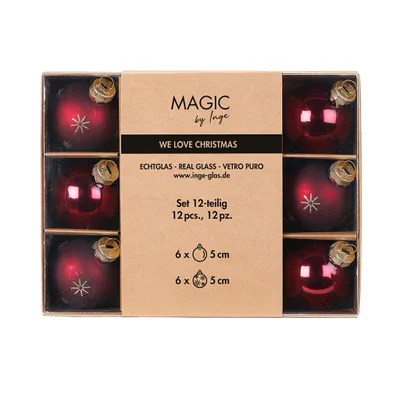 Produktbild von Weihnachtskugeln Glas 5cm Schneeflocken Motiv 12er Set Smooth Port