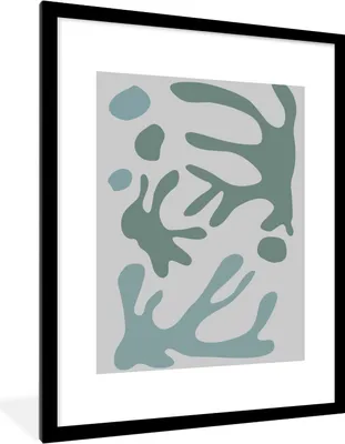 Produktbild von MuchoWow® Gerahmtes Poster Formen - Abstrakt - Grün 60x80 cm - Poster mit Schwarzem Bilderrahmen Wandposter Rahmen Foto Bilder - Wohnzimmer - Dekorationen - Prämie
