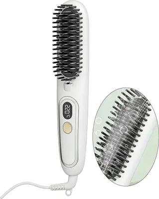 Produktbild von Elektrische Haarglätter Bürste 2-in-1, Glätten & Locken, schnelles Aufheizen 30 Sek., LCD Display, Keramik, Anti-Verbrennungs-Kamm