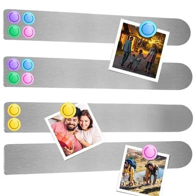 Immagine prodotto di Lavagna magnetica 32 x 4 cm con strisce magnetiche autoadesive e 10 potenti magneti per l'ufficio, bacheche e pareti fotografiche, 4 pezzi
