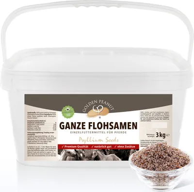 Produktbild von GOLDEN PEANUT Indische Flohsamen ganz 99% Reinheit - für Pferde und Ponys 3 kg, Darmsanierung, natürlich füttern