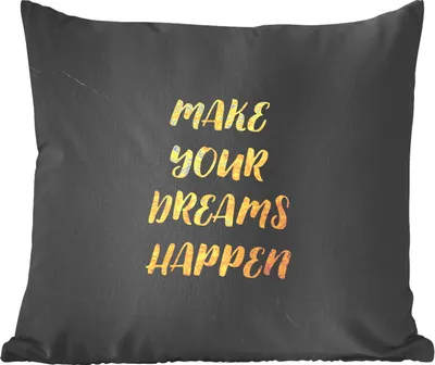 Produktbild von MuchoWow® Zierkissen Sofakissen Wohnzimmer Dekokissen 60x60 cm Zitate - Traum - Gold - Marmor - Sitzfläche - Foto Polster