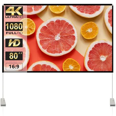 Productafbeelding van Projectiescherm met statief - Projectiescherm 80 inch - Draagbaar - 16:9 - 4K HD - Met draagtas