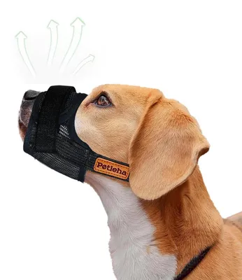 Produktbild von Maulkorb für Hunde aus weichem Netz, atmungsaktiv, verstellbar, Schwarz, Größe S