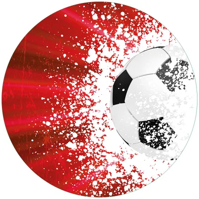 Produktbild von Wallario Premium Glasbild, freischwebende Optik, kräftige Farben, rund 50cm Durchmesser, Motiv Fußball - Splashing Design in rot