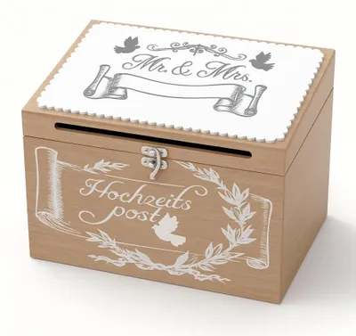 Immagine prodotto di Inovra - Cassetta in legno per partecipazioni di matrimonio - Confezione per regali in denaro - Decorazione - Ricordo - Ideale per matrimoni - Scatola per biglietti