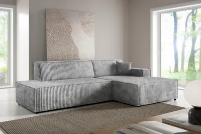 Produktbild von Masseno Ecksofa TESSO L-S mit Schlaffunktion L-Form, Sofa mit Bettkasten, Wohnzimmersofa, Couch, Soffa, Bettsofa, Couchgarnitur- Grau, TILIA 86