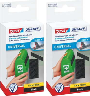 Imagen del producto de Cinta adhesiva TESA, 1 metro x 20 mm, autoadhesiva, color negro, 2 unidades.
