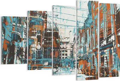 Produktbild von Bild auf Leinwand - Leinwandbild - Stadt Straße Haus - 150x100cm - Wand Bild - Wanddeko - Leinwanddruck - Bilder - Kunstdruck - Wanddekoration - Leinwand bilder - Wandkunst - EG150x100-3806