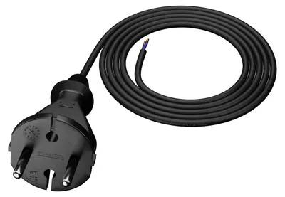 Produktbild von Anschlusskabel 1,5 m mit geradem Stecker TYP E 230 V 16 A 2 × 1 mm² H05VV-F PP-21 schwarz W-98336