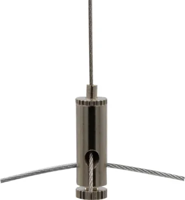 Produktbild von Drahtseilhalter / Gripper 10, Y-Halter mit Rändelmutter, seitlicher Seilausgang, für Drahtseil Ø0,8-1,0mm | vernickelt