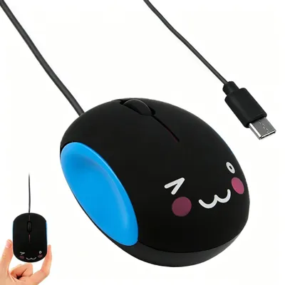 Obrázok produktu pre Káblová myš USB-C, tichá, optická, s káblom 135 cm, rozlíšenie 1200 DPI, 3 tlačidlá, ergonomická myš pre pravákov aj ľavákov