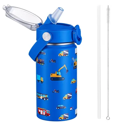 Image de Omgoods - Bouteille d'eau isotherme de 420 ml, adaptée aux enfants, avec paille