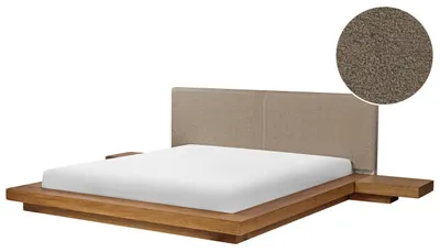 Zdjęcie produktu dla BELIANI Łóżko wodne ze stelażem i akcesoriami boucle jesion naturalny 180 x 200 cm styl orientalny