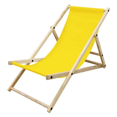 Obrázok produktu pre ECD Nemecko Skladacie drevené lehátko, žlté, do 120 kg, 3 polohy na ležanie, záhradné lehátko relaxačné lehátko plážové lehátko plážové lehátko kreslo