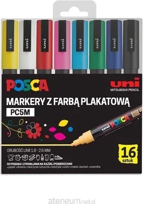 Zdjęcie produktu dla Markery plakatowe PC-5M 16 kolorów POSCA UNI