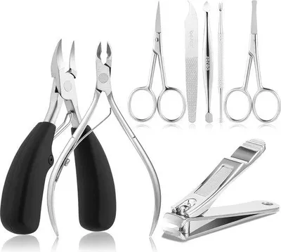 Produktbild von Unyqoos® Maniküre- & Pediküre-Set – 5 Nagelzangen, Nagelschere, Fußnagelzange, professionelle Nagelhautzange, Nagelriemenschieber, Edelstahl
