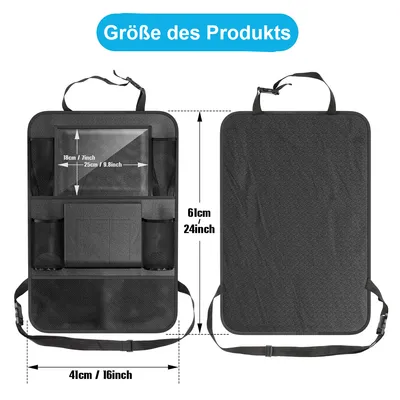 Produktbild von Auto-Rückenlehnentasche 2 Stück Autositz Rückenlehnenschutz und Organizer, Oxford Tuch Autositz Organizer, wasserdicht, Schwarz