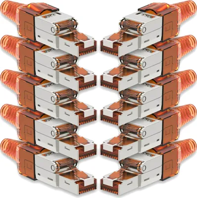 Produktbild von 10x Netzwerk Stecker CAT 7 Werkzeuglos RJ45 CAT7 Netzwerkstecker Netzwerkkabel