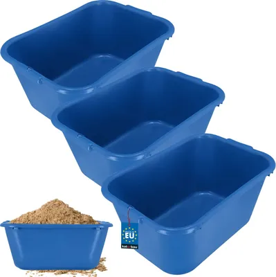 Produktbild von KOTARBAU® 3er Set Mörtelkübel eckig 55 L Blau Kunststoff Mörtelwanne Mörtelkasten Speißkübel Baukübel Baueimer Mörteleimer Speisfass eckig Maurerkübel Pflanzwanne