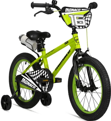 Produktbild von Bergsteiger Monaco 16 Zoll Kinderfahrrad, geeignet für 4, 5, 6 Jahre, BMX, Stützräder, Rücktrittbremse, Trinkflasche, Kettenschutz