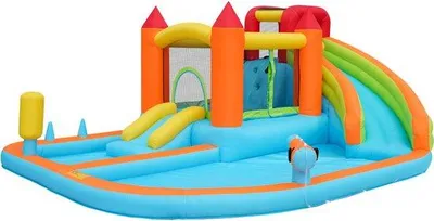 Produktbild von Aufblasbares Wasserspielset mit Gebläse, Rutsche und Wasserpistole – Orange