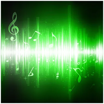 Produktbild von Wallario Premium Glasbild, freischwebende Optik, kräftige Farben, Größe 50 x 50 cm Motiv Grüne Noten der Musik
