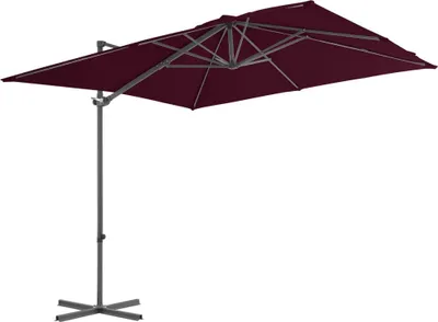 Obrázok produktu pre vidaXL Svetelný slnečník s oceľovou tyčou 250x250 cm Bordeaux červená