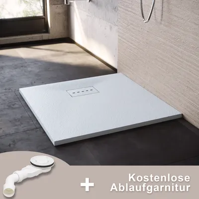 Produktbild von SONNI SMC Duschwanne 90x90cm Quadratisch Duschtasse Antirutsch Superflach Weiße inkl. Ablaufsiphon