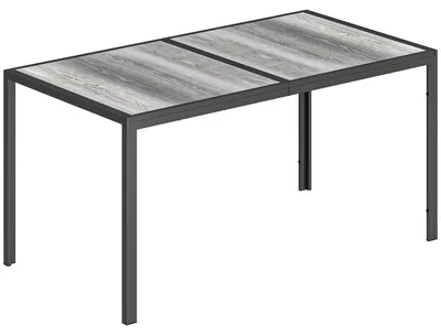 Produktbild von Gartentisch PSPC Holzoptik Stahl, 150x80x74 cm, 4-6 Pers., Grau, wetterfest, galvanisierter Stahlrahmen, pflegeleichte Platte
