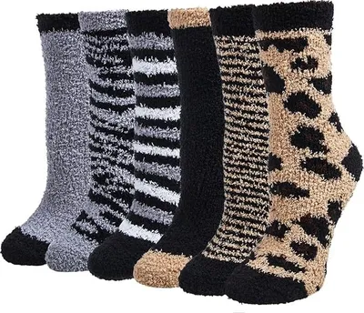 Produktbild von Kuschelsocken Damen Flauschige Bettsocken Weihnachten Damensocken 6 Paars Dicke Warme Plš¹schsocken Weiche Thermosocken Haussocken Flauschsocken in Winter