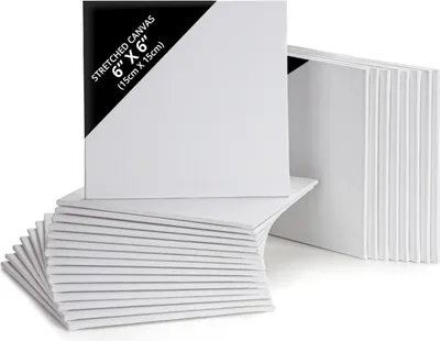 Produktbild von BELLE VOUS 24er Pack Kleine Leinwände zum Bemalen - 24x Mini Leinwand Zum Bemalen - 15x15cm vorgespanntes Canvas Leinwand Set - 24 Mini Leinwände