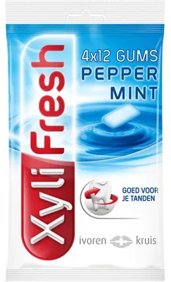 Produktbild von XyliFresh Pfefferminz Kaugummi zuckerfrei, 4er Pack, 72 g