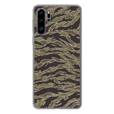 Produktbild von MuchoWow® Handyhülle Schutzhülle Hülle für Huawei P30 Pro Camouflage-Muster mit Streifen Silikon Softcase Handy Hülle - Schutzdeckel