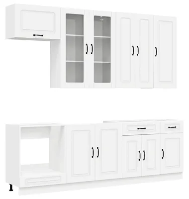 Image de Ensemble de cuisine vidaXL KALMAR, 8 pièces, blanc, aggloméré