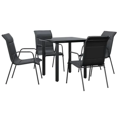 Produktbild von vidaXL 5-tlg. Garten-Essgruppe Schwarz Stahl und Textilene