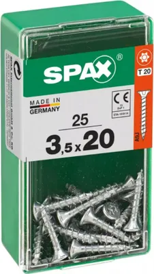 Produktbild von SPAX Universalschraube, 3,5 x 20 mm, 25 Stück, Vollgewinde, Senkkopf, T-STAR plus T20, 4CUT, WIROX - 4191010350201